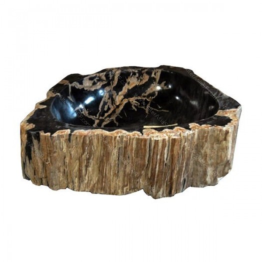 Lavabo madera fosilizada negra