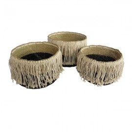 Set mediano de 3 cestos flecos