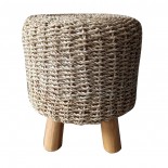 Taburete de rafia natural