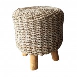 Taburete de rafia natural