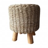 Taburete de rafia natural