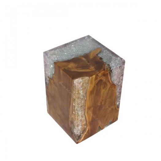 Taburete madera y resina cristal
