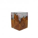 Taburete madera y resina cristal