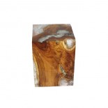 Taburete madera y resina cristal