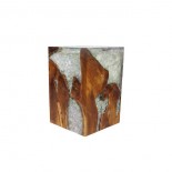 Taburete madera y resina cristal