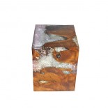 Taburete madera y resina cristal