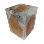 Taburete madera y resina cristal