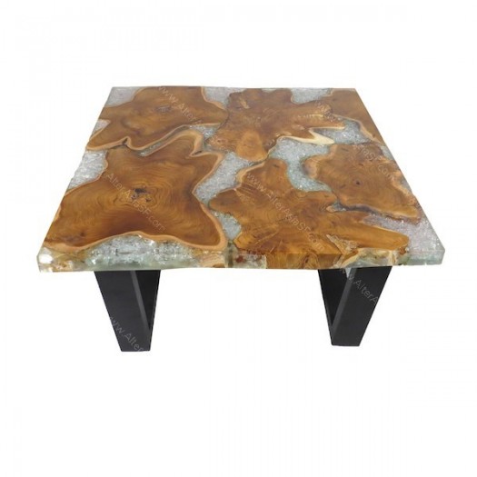 Mesa de resina epoxi transparente