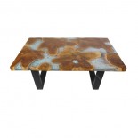 Mesa baja teca y resina cristal