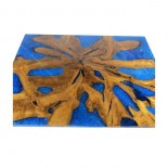 Mesa alta teca y resina azul